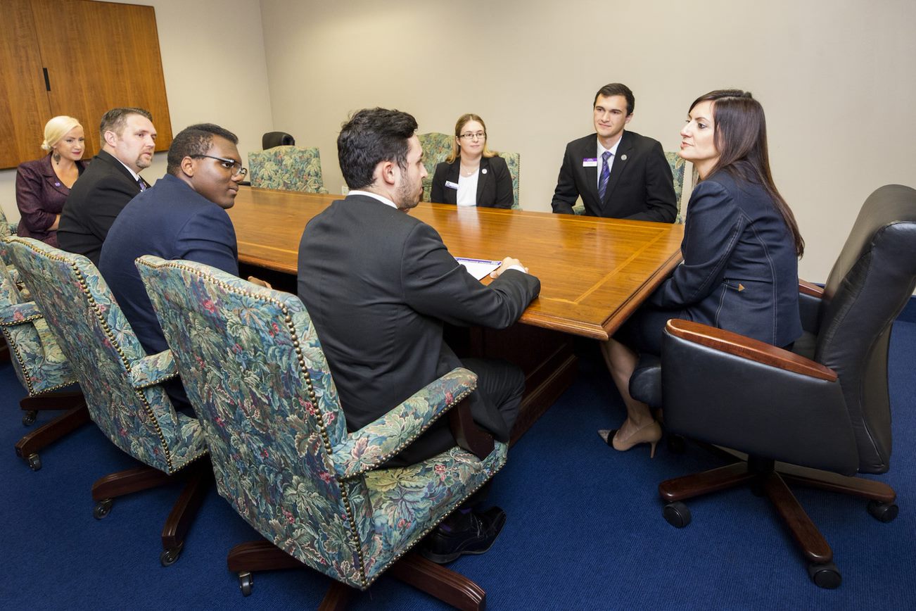 students at table